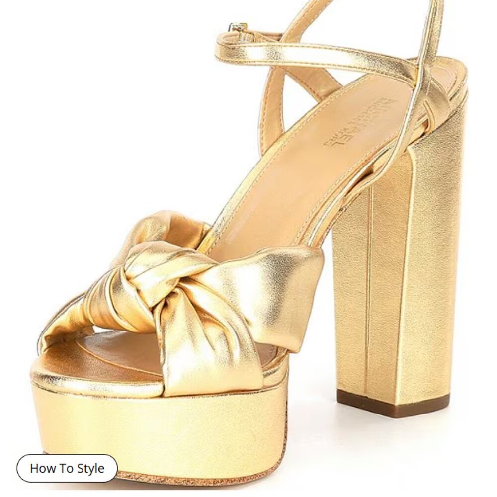 NWT MICHAEL KORS Josie Leather Knot Detail Ankle Strap Platform Sandals SIZE 6